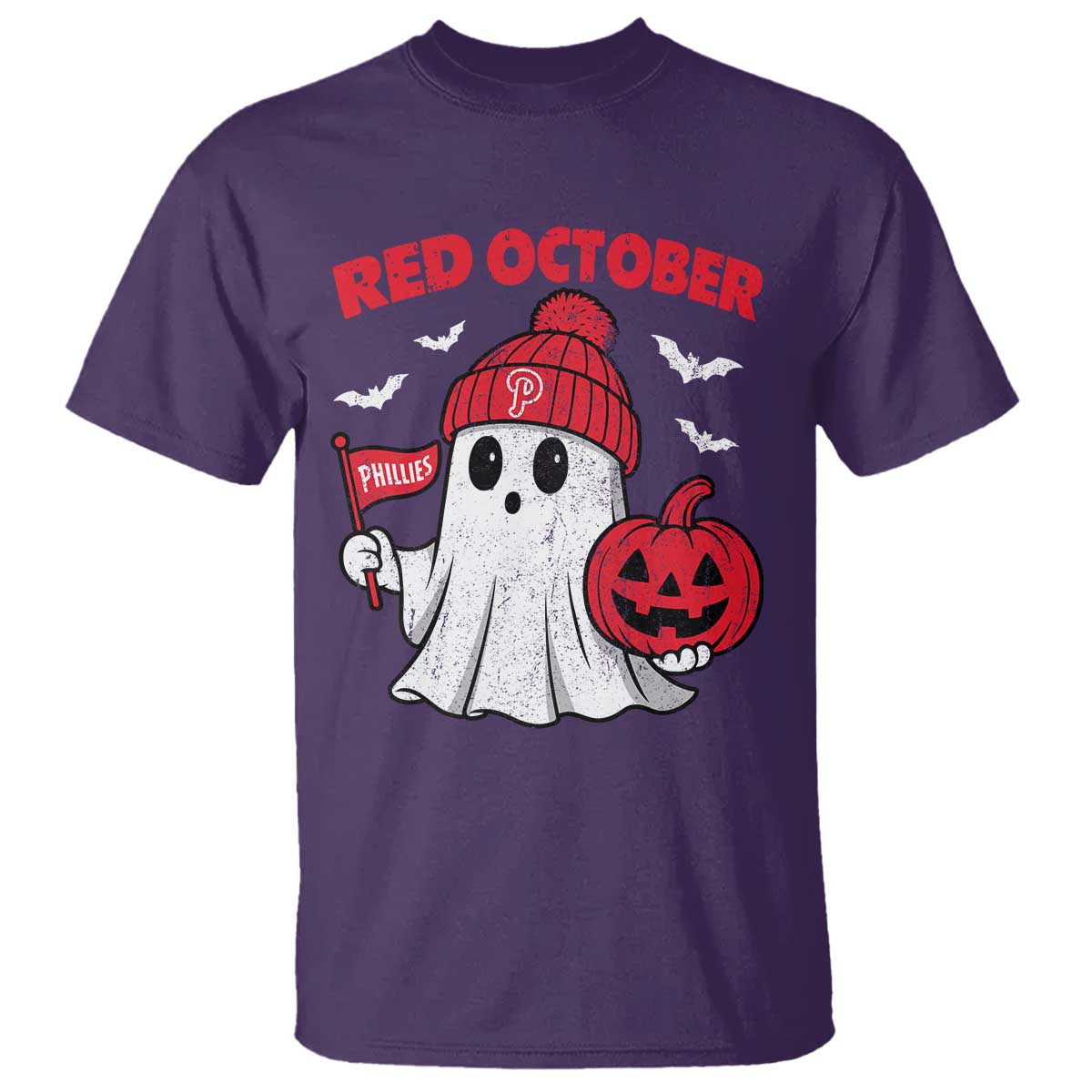 Red October Halloween Ghost T Shirt Philadelphia Spooky Pumpkin Baseball Fan TS10 Purple Print Your Wear