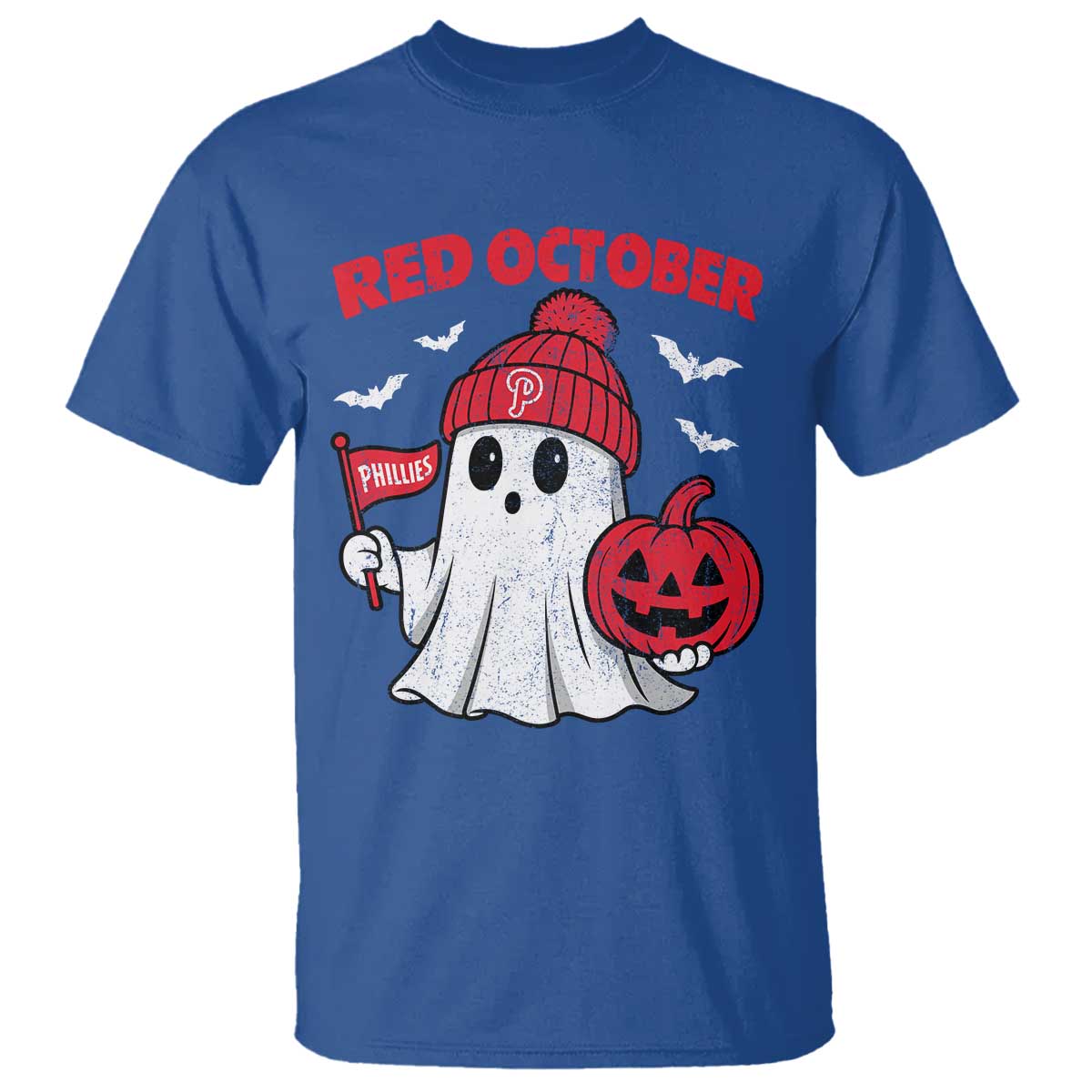 Red October Halloween Ghost T Shirt Philadelphia Spooky Pumpkin Baseball Fan TS10 Royal Blue Print Your Wear