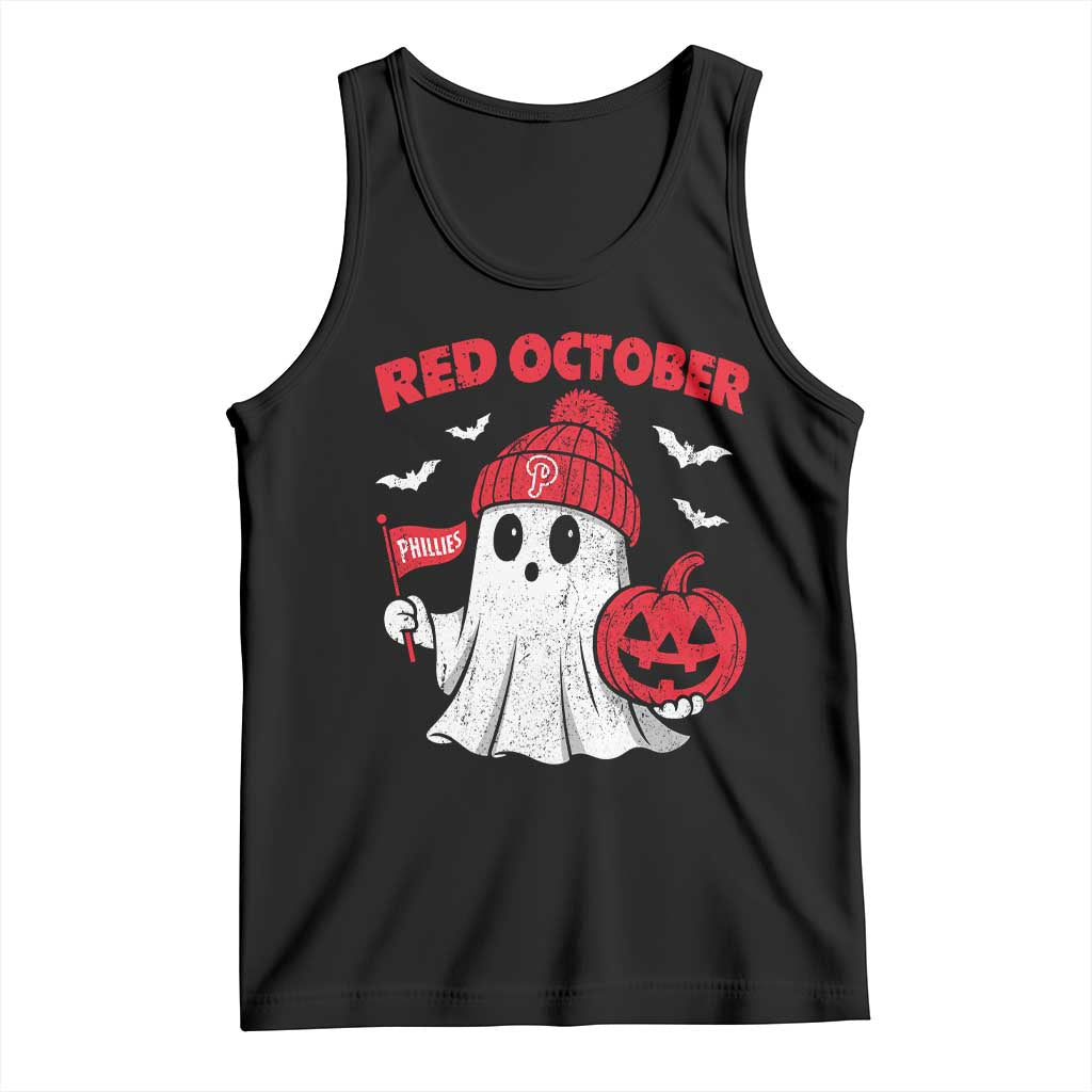 Red October Halloween Ghost Tank Top Philadelphia Spooky Pumpkin Baseball Fan TS10 Black Print Your Wear