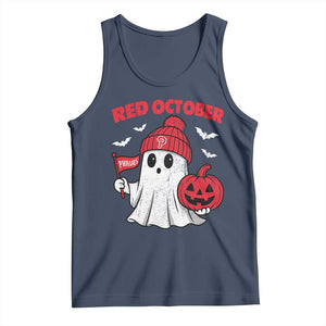 Red October Halloween Ghost Tank Top Philadelphia Spooky Pumpkin Baseball Fan TS10 Navy Print Your Wear