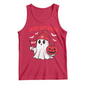 Red October Halloween Ghost Tank Top Philadelphia Spooky Pumpkin Baseball Fan TS10 Red Print Your Wear