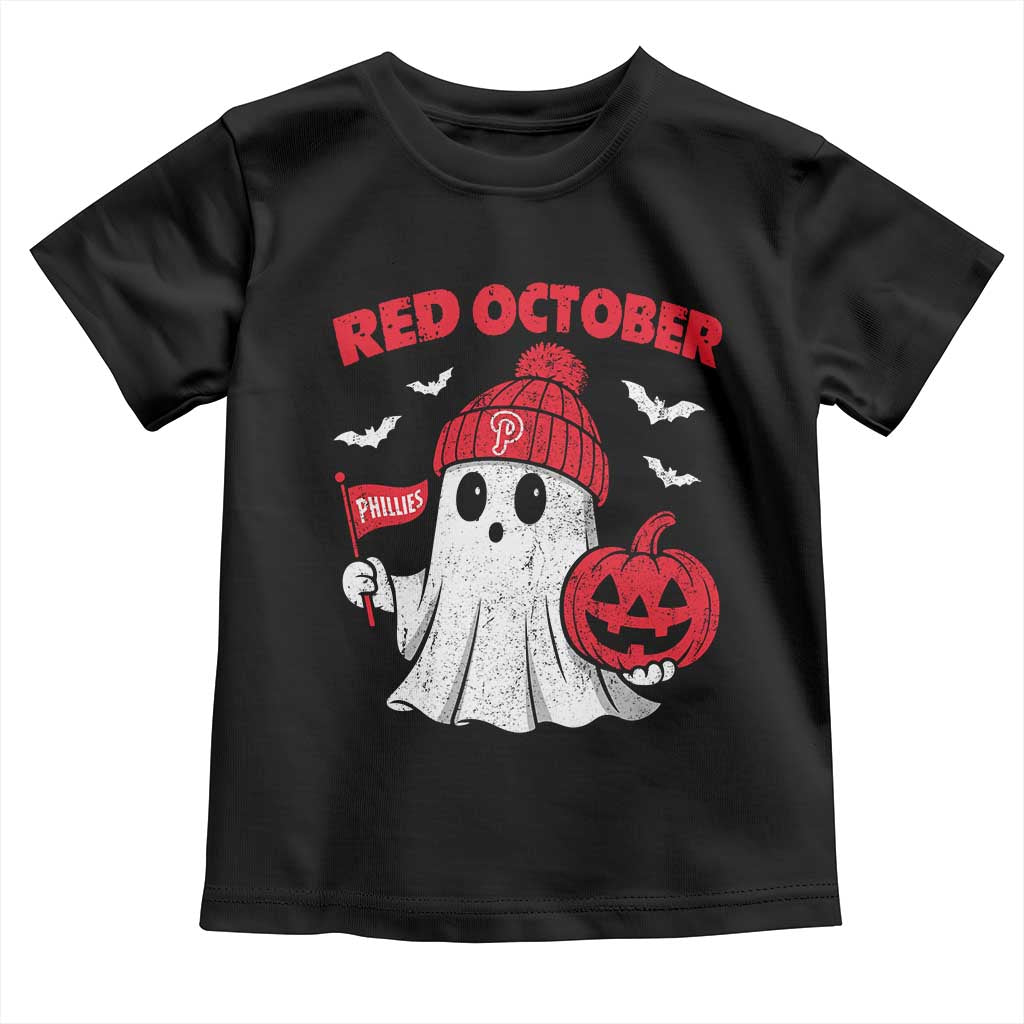 Red October Halloween Ghost Toddler T Shirt Philadelphia Spooky Pumpkin Baseball Fan TS10 Black Print Your Wear