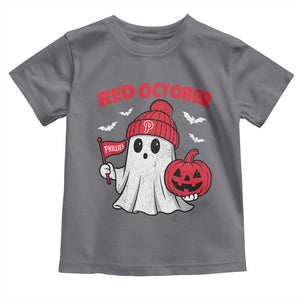 Red October Halloween Ghost Toddler T Shirt Philadelphia Spooky Pumpkin Baseball Fan TS10 Charcoal Print Your Wear