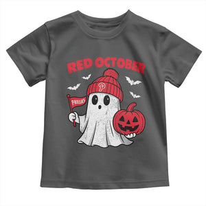 Red October Halloween Ghost Toddler T Shirt Philadelphia Spooky Pumpkin Baseball Fan TS10 Dark Heather Print Your Wear