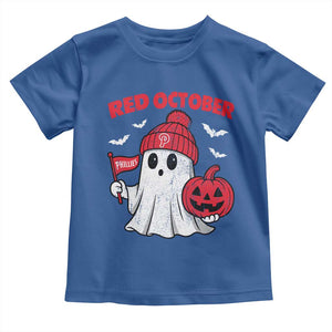 Red October Halloween Ghost Toddler T Shirt Philadelphia Spooky Pumpkin Baseball Fan TS10 Royal Blue Print Your Wear