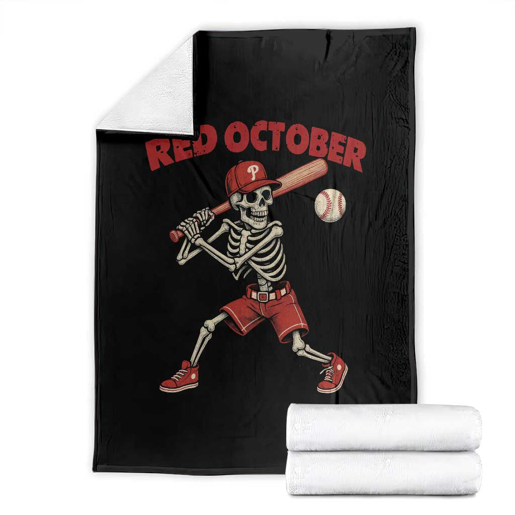 Red October Skeleton Baseball Throw Blanket Philadelphia Halloween Costume Funny TS10 Black Print Your Wear