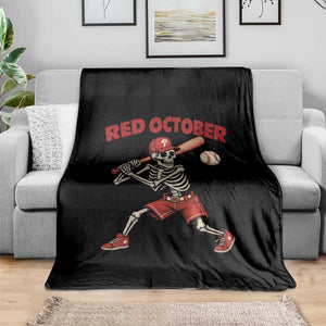 Red October Skeleton Baseball Throw Blanket Philadelphia Halloween Costume Funny TS10 Print Your Wear