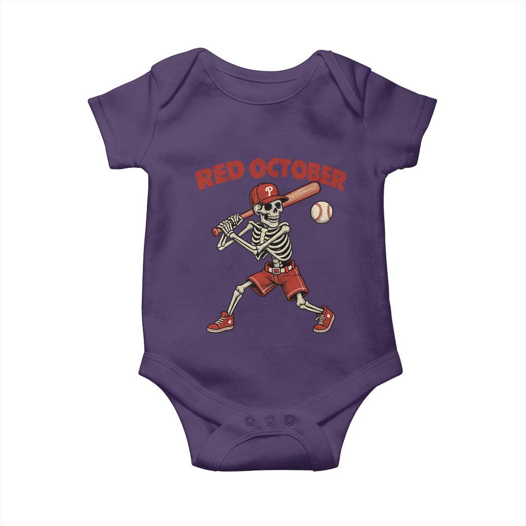 Red October Skeleton Baseball Baby Onesie Philadelphia Halloween Costume Funny TS10 Purple Print Your Wear