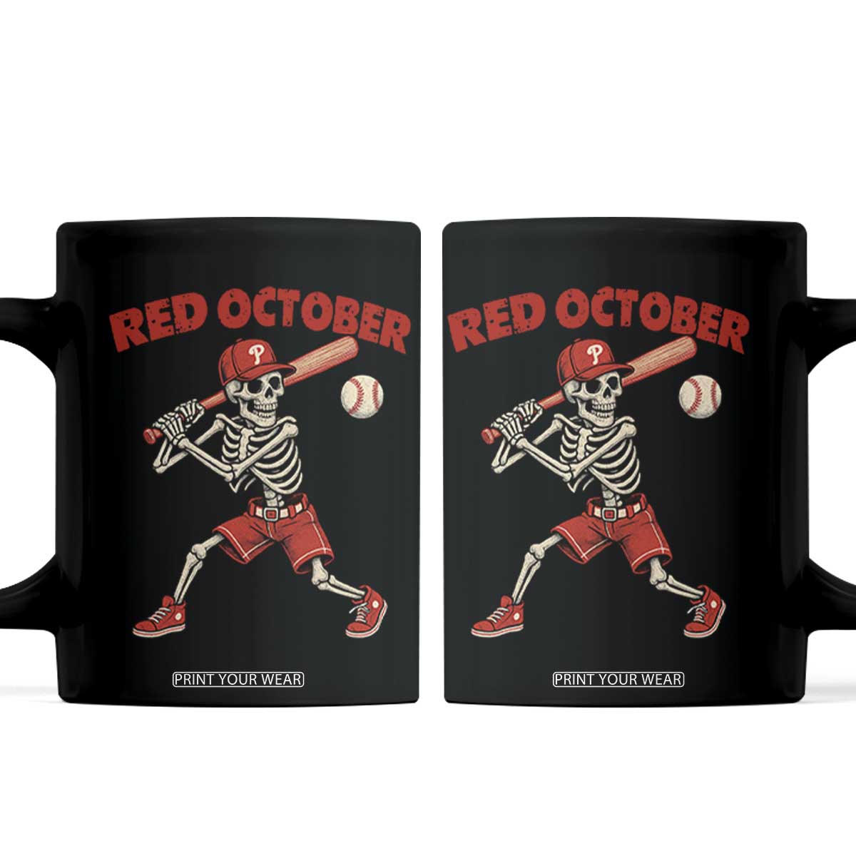 Red October Skeleton Baseball Coffee Mug Philadelphia Halloween Costume Funny TS10 Black Print Your Wear