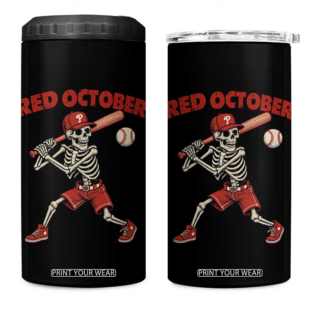 Red October Skeleton Baseball 4 in 1 Can Cooler Tumbler Philadelphia Halloween Costume Funny TS10 One Size: 16 oz Black Print Your Wear