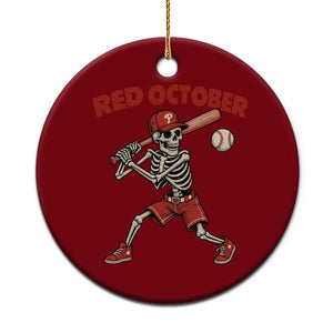 Red October Skeleton Baseball Ceramic Ornament Philadelphia Halloween Costume Funny TS10 1pc Red Print Your Wear