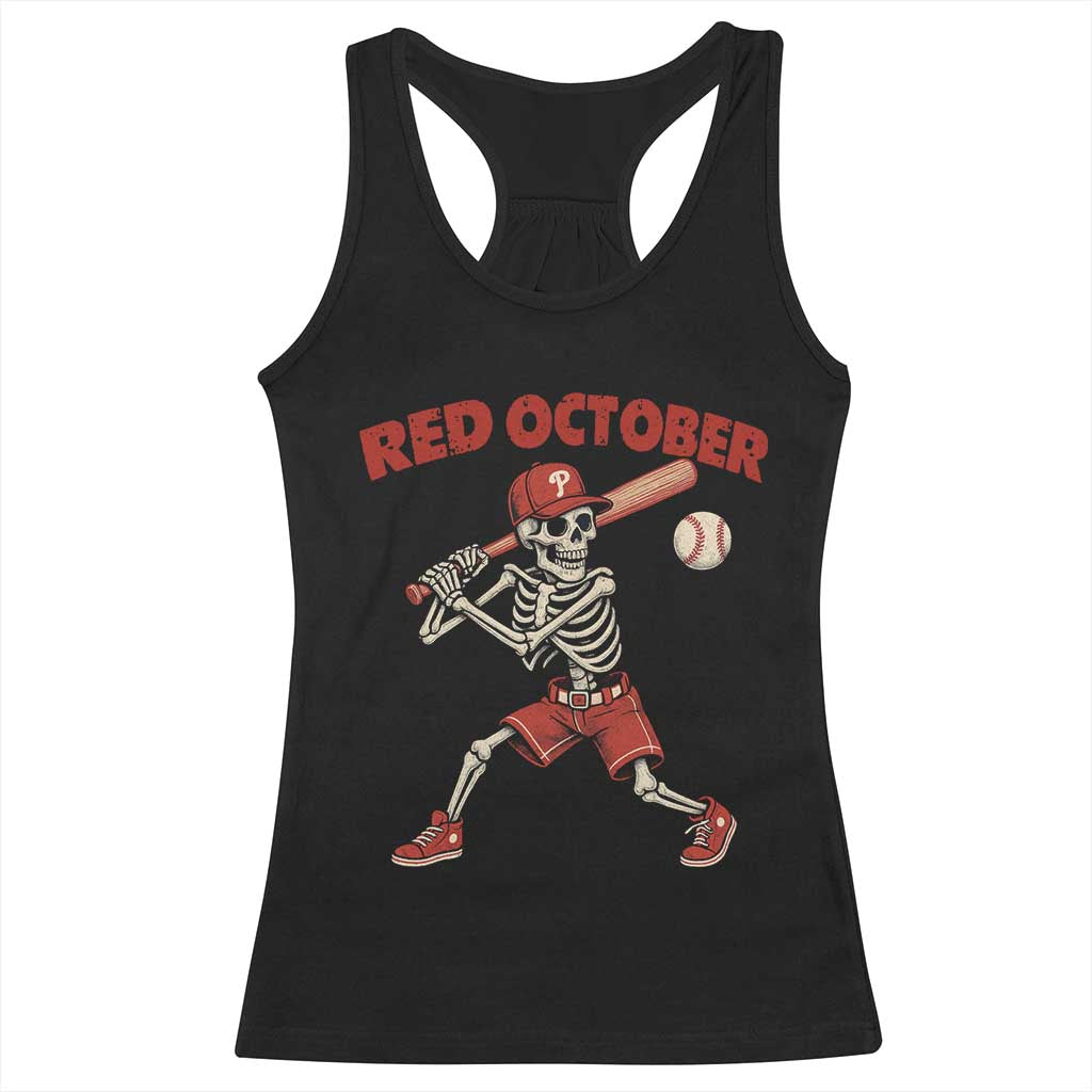 Red October Skeleton Baseball Racerback Tank Top Philadelphia Halloween Costume Funny TS10 Black Print Your Wear