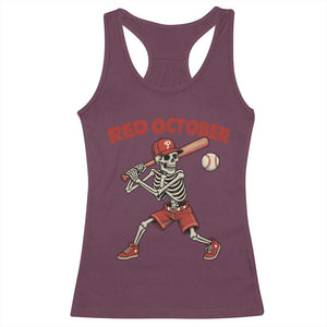 Red October Skeleton Baseball Racerback Tank Top Philadelphia Halloween Costume Funny TS10 Maroon Print Your Wear