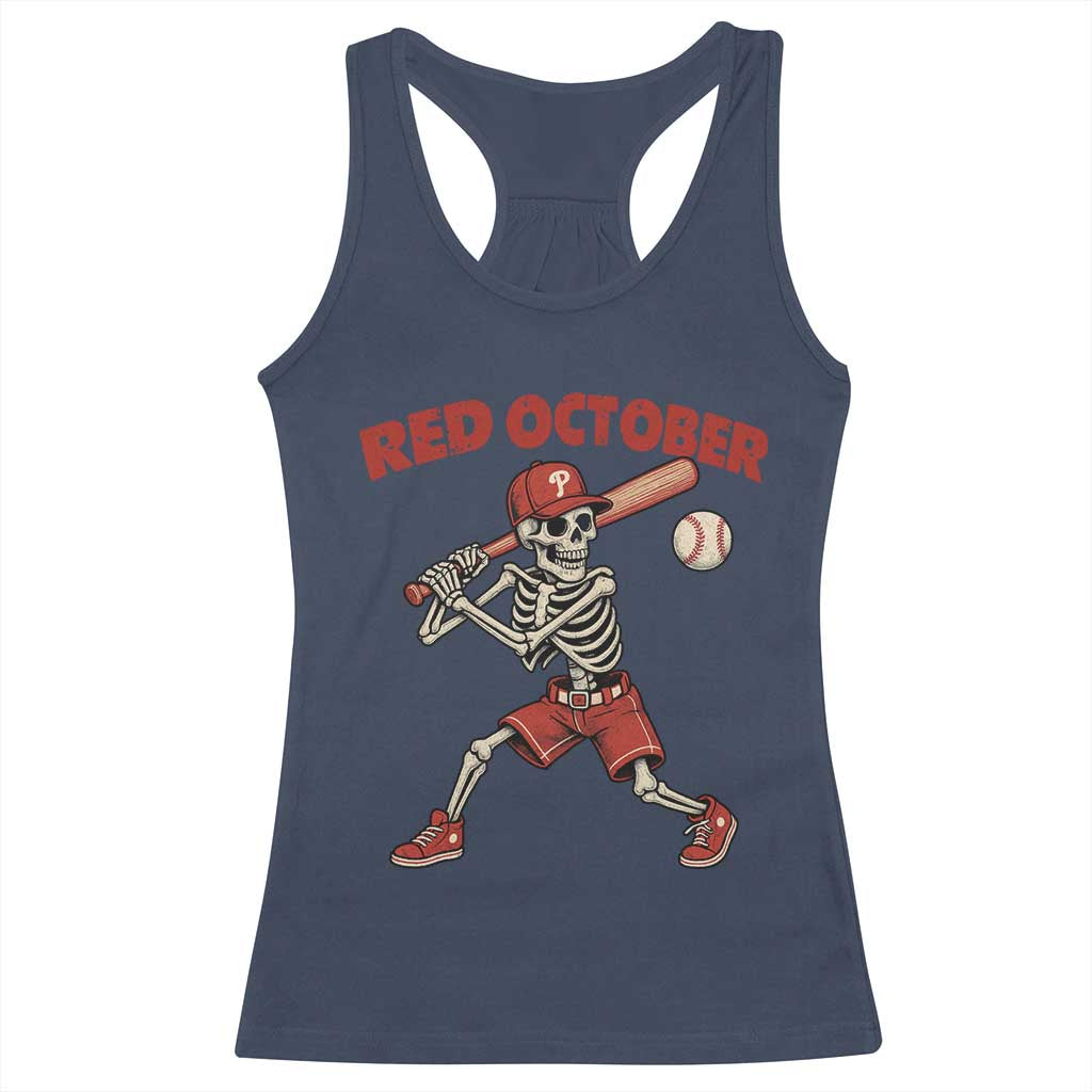 Red October Skeleton Baseball Racerback Tank Top Philadelphia Halloween Costume Funny TS10 Navy Print Your Wear