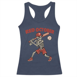 Red October Skeleton Baseball Racerback Tank Top Philadelphia Halloween Costume Funny TS10 Navy Print Your Wear