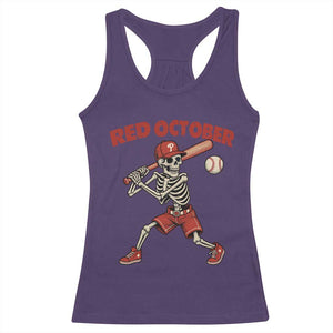 Red October Skeleton Baseball Racerback Tank Top Philadelphia Halloween Costume Funny TS10 Purple Print Your Wear
