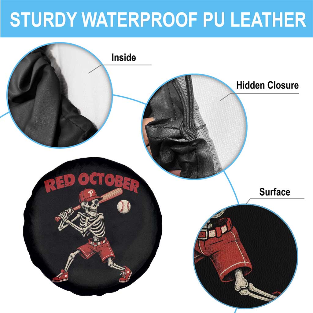 Red October Skeleton Baseball Spare Tire Cover Philadelphia Halloween Costume Funny TS10 Print Your Wear