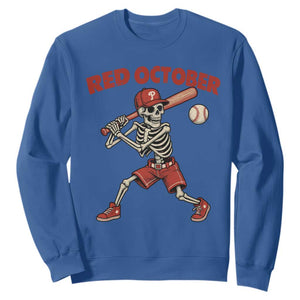 Red October Skeleton Baseball Sweatshirt Philadelphia Halloween Costume Funny TS10 Royal Blue Print Your Wear