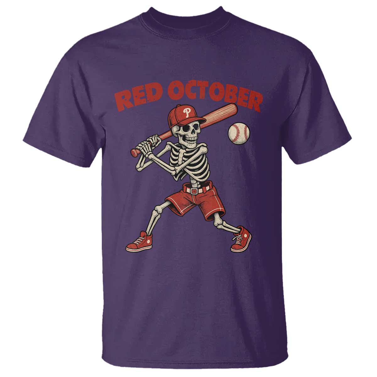 Red October Skeleton Baseball T Shirt Philadelphia Halloween Costume Funny TS10 Purple Print Your Wear