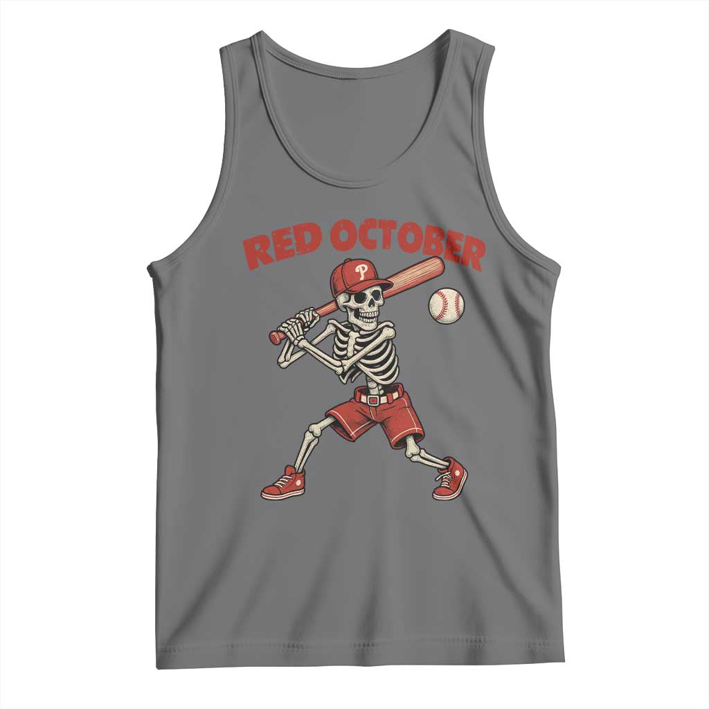 Red October Skeleton Baseball Tank Top Philadelphia Halloween Costume Funny TS10 Black Heather Print Your Wear