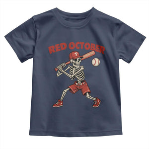 Red October Skeleton Baseball Toddler T Shirt Philadelphia Halloween Costume Funny TS10 Navy Print Your Wear