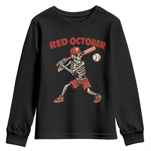 Red October Skeleton Baseball Youth Sweatshirt Philadelphia Halloween Costume Funny TS10 Black Print Your Wear