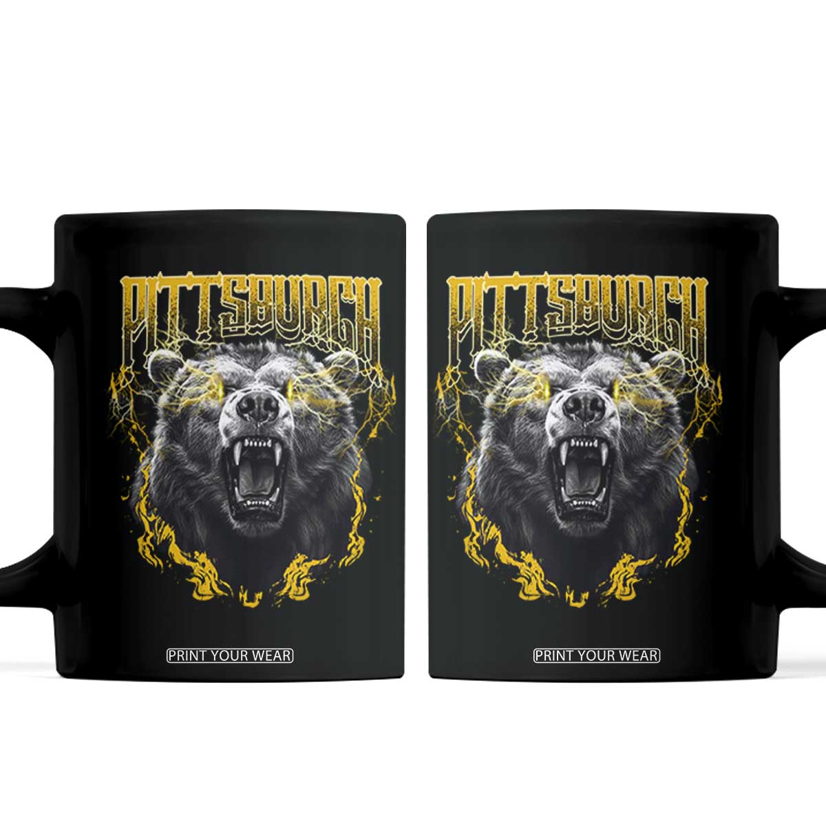 Vintage Pittsburgh Coffee Mug Retro Sports Fan Wild Bear Mascot Streetwear Bootleg TS10 Black Print Your Wear