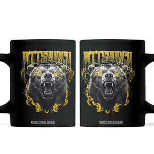 Vintage Pittsburgh Coffee Mug Retro Sports Fan Wild Bear Mascot Streetwear Bootleg TS10 Black Print Your Wear