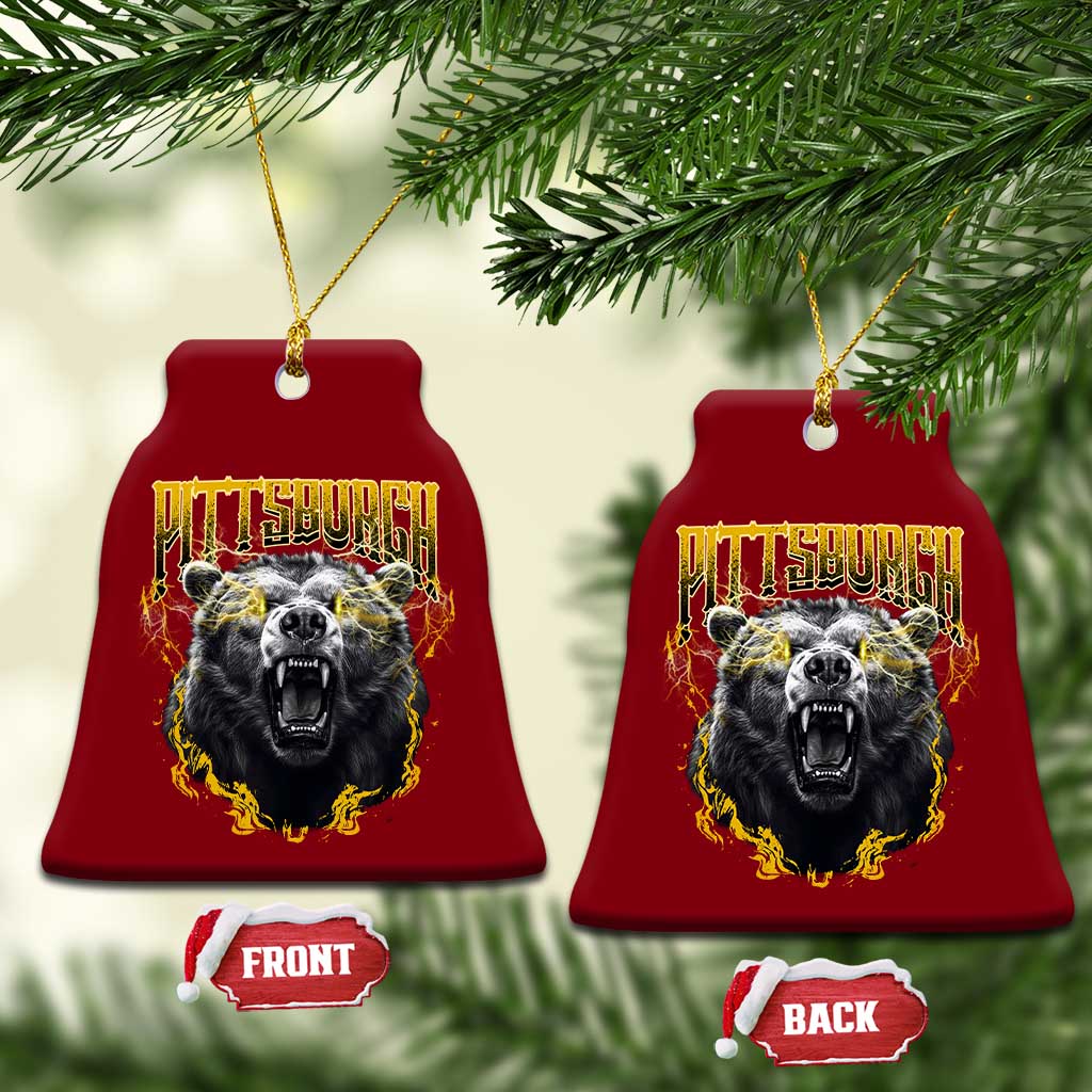 Vintage Pittsburgh Ceramic Ornament Retro Sports Fan Wild Bear Mascot Streetwear Bootleg TS10 Print Your Wear
