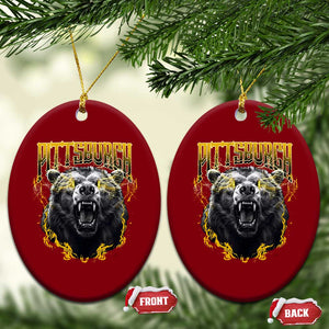 Vintage Pittsburgh Ceramic Ornament Retro Sports Fan Wild Bear Mascot Streetwear Bootleg TS10 Print Your Wear