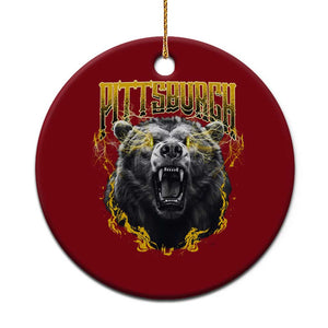 Vintage Pittsburgh Ceramic Ornament Retro Sports Fan Wild Bear Mascot Streetwear Bootleg TS10 1pc Red Print Your Wear