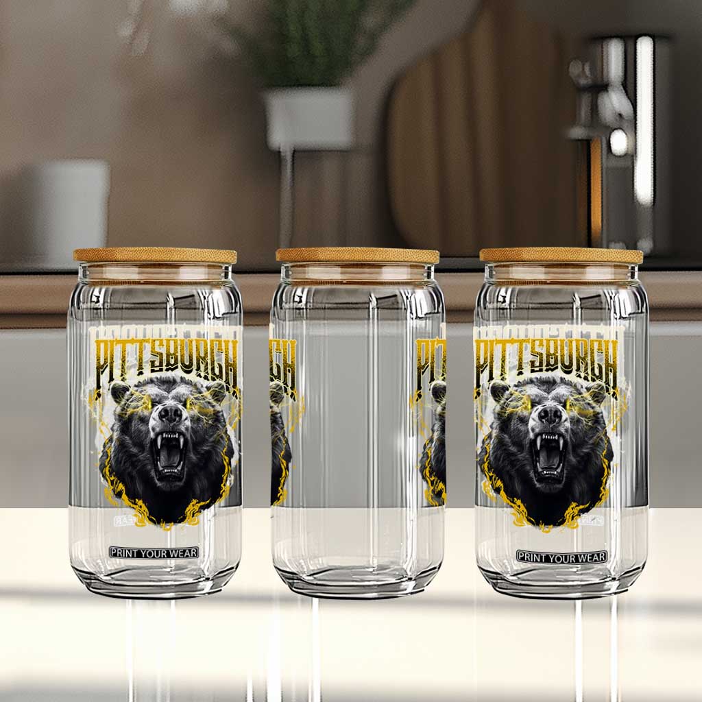 Vintage Pittsburgh Glass Can Retro Sports Fan Wild Bear Mascot Streetwear Bootleg TS10 Print Your Wear