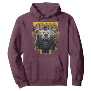 Vintage Pittsburgh Hoodie Retro Sports Fan Wild Bear Mascot Streetwear Bootleg TS10 Maroon Print Your Wear