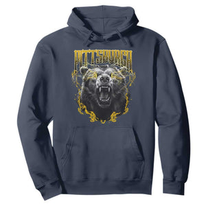 Vintage Pittsburgh Hoodie Retro Sports Fan Wild Bear Mascot Streetwear Bootleg TS10 Navy Print Your Wear