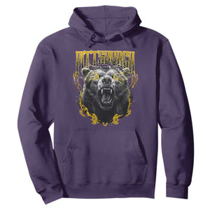 Vintage Pittsburgh Hoodie Retro Sports Fan Wild Bear Mascot Streetwear Bootleg TS10 Purple Print Your Wear