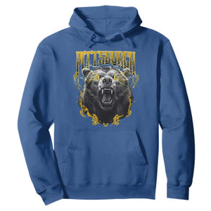 Vintage Pittsburgh Hoodie Retro Sports Fan Wild Bear Mascot Streetwear Bootleg TS10 Royal Blue Print Your Wear