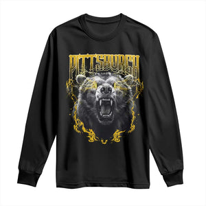 Vintage Pittsburgh Long Sleeve Shirt Retro Sports Fan Wild Bear Mascot Streetwear Bootleg TS10 Black Print Your Wear