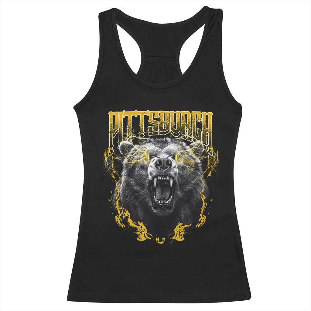 Vintage Pittsburgh Racerback Tank Top Retro Sports Fan Wild Bear Mascot Streetwear Bootleg TS10 Black Print Your Wear
