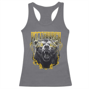 Vintage Pittsburgh Racerback Tank Top Retro Sports Fan Wild Bear Mascot Streetwear Bootleg TS10 Charcoal Print Your Wear
