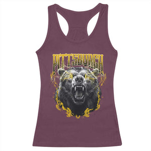 Vintage Pittsburgh Racerback Tank Top Retro Sports Fan Wild Bear Mascot Streetwear Bootleg TS10 Maroon Print Your Wear