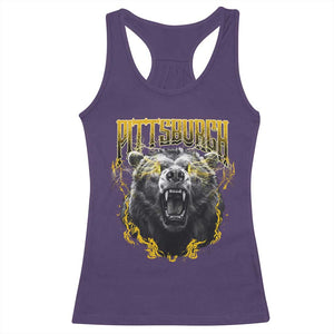 Vintage Pittsburgh Racerback Tank Top Retro Sports Fan Wild Bear Mascot Streetwear Bootleg TS10 Purple Print Your Wear