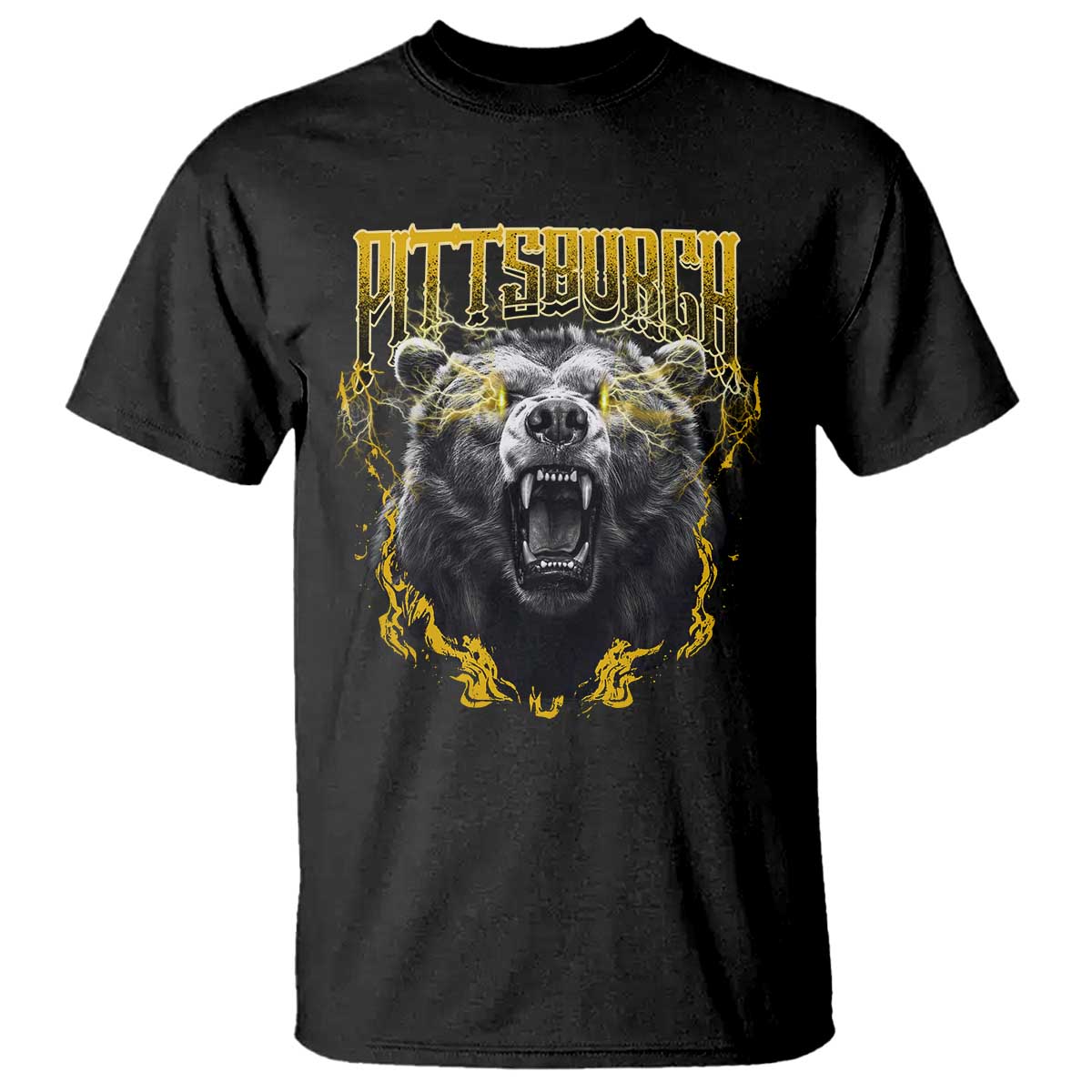 Vintage Pittsburgh T Shirt Retro Sports Fan Wild Bear Mascot Streetwear Bootleg TS10 Black Print Your Wear