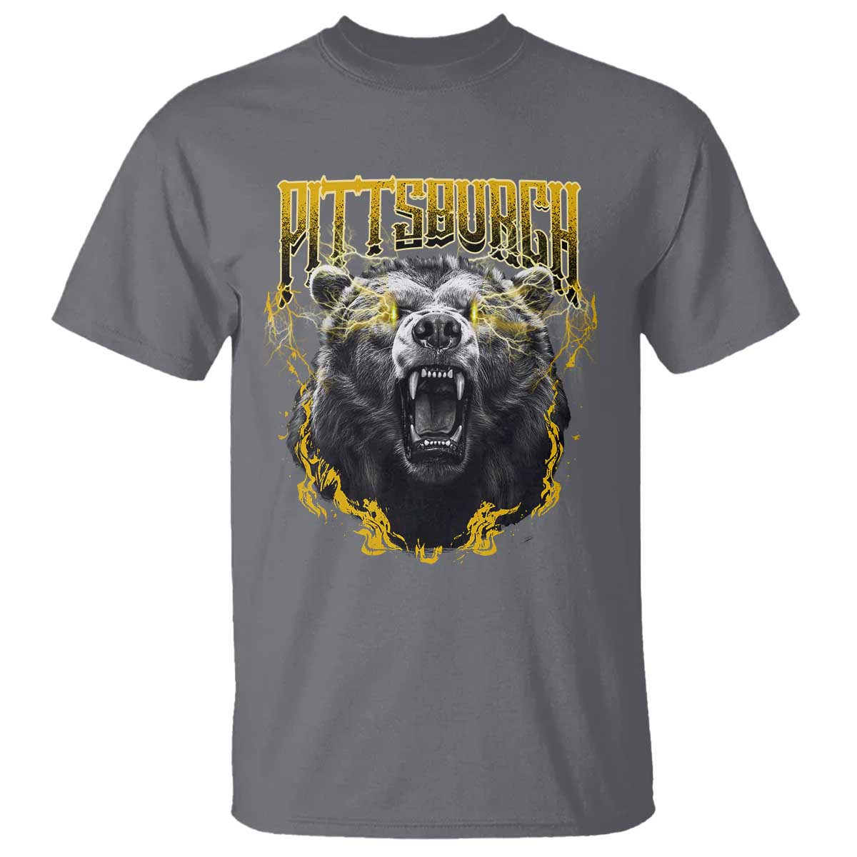 Vintage Pittsburgh T Shirt Retro Sports Fan Wild Bear Mascot Streetwear Bootleg TS10 Charcoal Print Your Wear