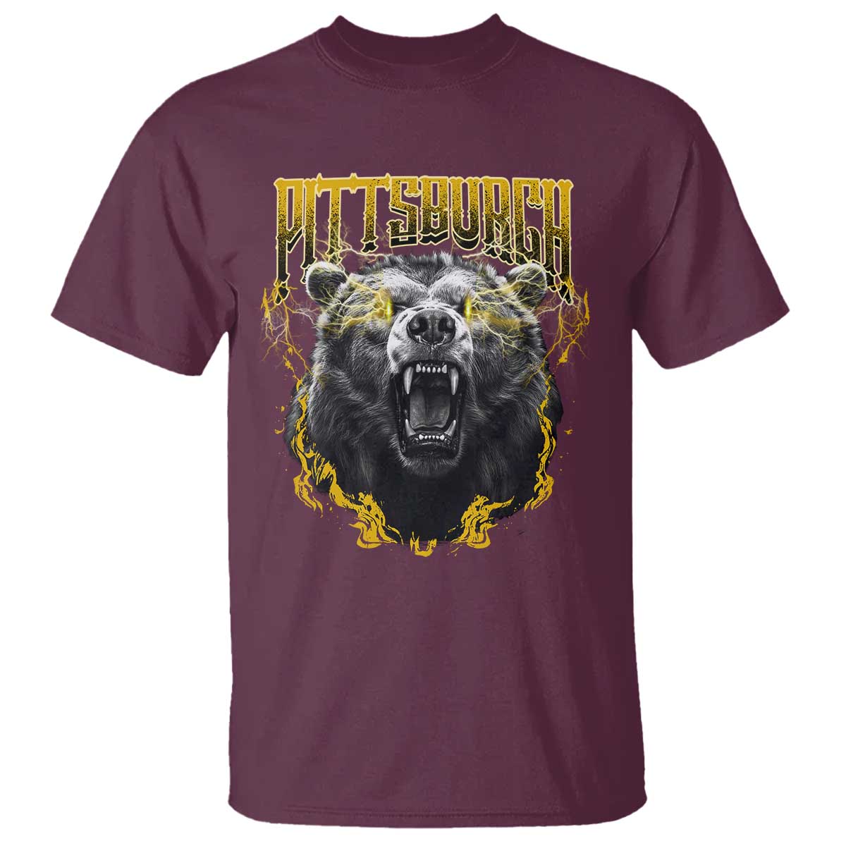 Vintage Pittsburgh T Shirt Retro Sports Fan Wild Bear Mascot Streetwear Bootleg TS10 Maroon Print Your Wear