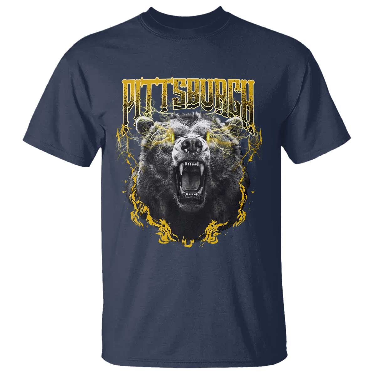 Vintage Pittsburgh T Shirt Retro Sports Fan Wild Bear Mascot Streetwear Bootleg TS10 Navy Print Your Wear