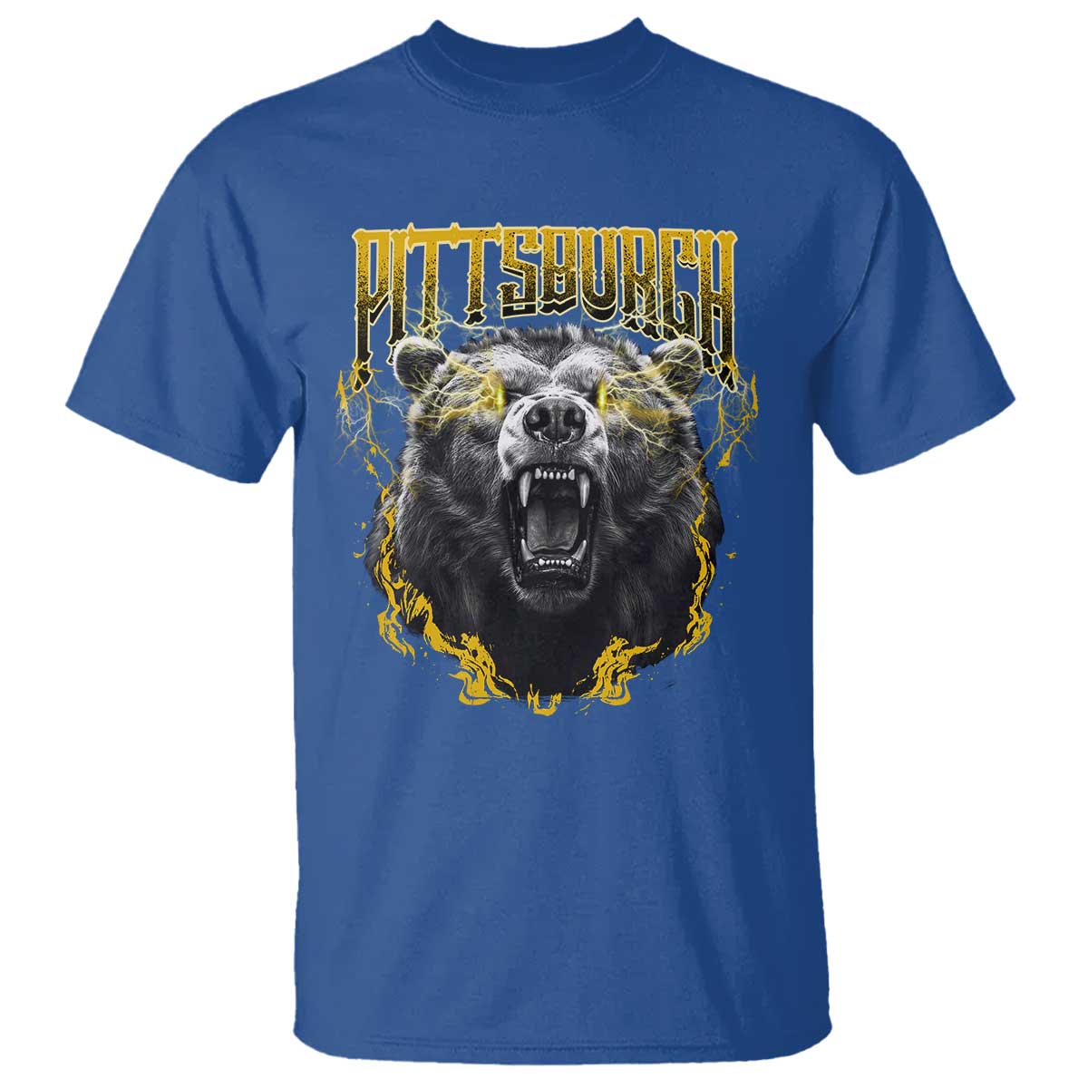 Vintage Pittsburgh T Shirt Retro Sports Fan Wild Bear Mascot Streetwear Bootleg TS10 Royal Blue Print Your Wear