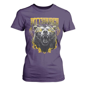 Vintage Pittsburgh T Shirt For Women Retro Sports Fan Wild Bear Mascot Streetwear Bootleg TS10 Purple Print Your Wear