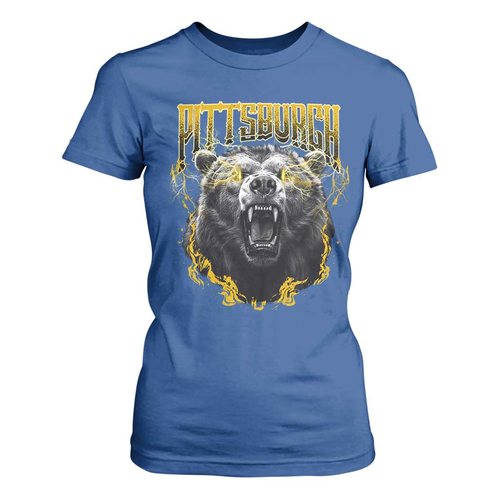 Vintage Pittsburgh T Shirt For Women Retro Sports Fan Wild Bear Mascot Streetwear Bootleg TS10 Royal Blue Print Your Wear