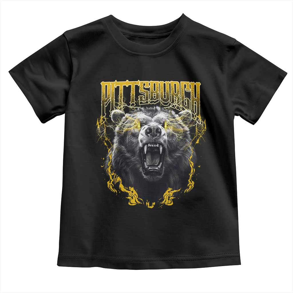 Vintage Pittsburgh Toddler T Shirt Retro Sports Fan Wild Bear Mascot Streetwear Bootleg TS10 Black Print Your Wear