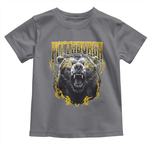 Vintage Pittsburgh Toddler T Shirt Retro Sports Fan Wild Bear Mascot Streetwear Bootleg TS10 Charcoal Print Your Wear
